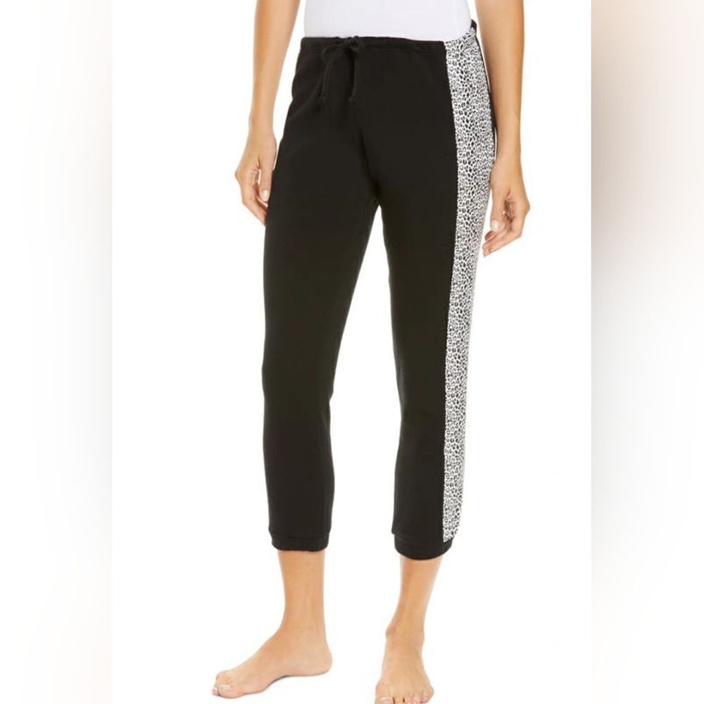 Chaser Cropped Joggers Leopard Spot Contrast Black New Without Tags Size M